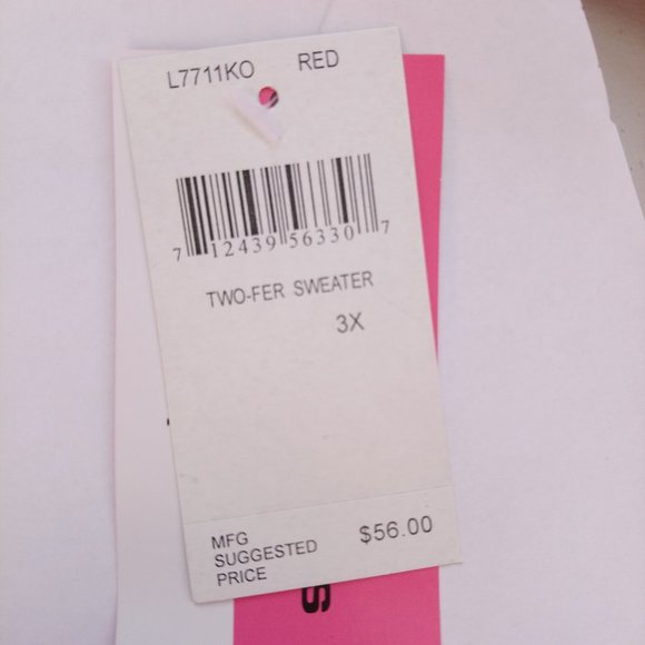 Nwt $56 C.D. DANIELS 3X Stretchy 2 PC Look Cardigan Sweater 100% Acrylic - Picture 5 of 5